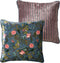 Dutch Decor MIKKY - Sierkussen 45x45 cm - velvet - bloemen - provincial blue - blauw - roze - groen - streepjes - Inclusief binnenkussen