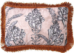 Dutch Decor MOTI - Sierkussen met bloemenpatroon 30x50 cm Pumice Stone - beige - Inclusief binnenkussen