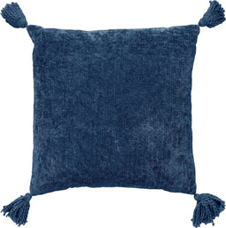 Dutch Decor NINO - Sierkussen van katoen 45x45 cm Insignia Blue - blauw - kussentje met flosjes - Inclusief binnenkussen