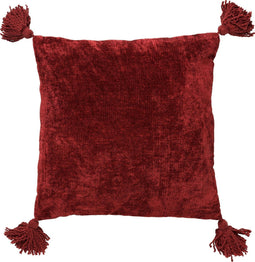Dutch Decor NINO - Sierkussen van katoen 45x45 cm Merlot - rood - kussentje met flosjes - Inclusief binnenkussen