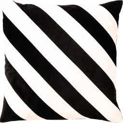 Dutch Decor PEBBE - Kussenhoes velvet 45x45 cm - raven - zwart - wit - strepen - met rits - zonder binnenkussen