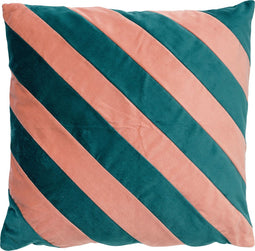 Dutch Decor PEBBE - Kussenhoes velvet 45x45 cm - sagebrush green - groen - strepen - met rits - zonder binnenkussen