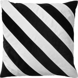 Dutch Decor PEBBE - Sierkussen velvet 45x45 cm - raven - zwart - wit - strepen - Inclusief binnenkussen