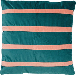 Dutch Decor PEMM - Kussenhoes Sierkussen velvet 45x45 cm - sagebrush green - groen - roze strepen - color blocking - met rits - zonder binnenkussen