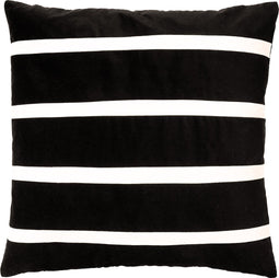 Dutch Decor PEMM - Kussenhoes velvet 45x45 cm - raven - zwart - witte streepjes - met rits - zonder binnenkussen