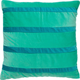 Dutch Decor PEMM - Sierkussen velvet 45x45 cm - Beveled Glass - groen - blauwe streepjes - Inclusief binnenkussen