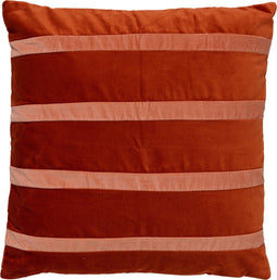 Dutch Decor PEMM - Sierkussen velvet 45x45 cm - Potters Clay oranje - roze streepjes - Inclusief binnenkussen