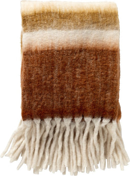 Dutch Decor Plaid Lenard - Wol mix - Bruin - 130x170 cm - Potters Clay - Gestreept