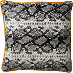 Dutch Decor ROAN - Kussenhoes 45x45 cm - slangenprint - Charcoal Gray - antraciet - met rits - zonder binnenkussen