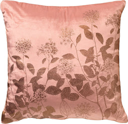 Dutch Decor ROSALIE - Sierkussen velvet 45x45 cm - bloemen en blaadjes - Muted Clay - roze - Inclusief binnenkussen