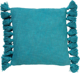 Dutch Decor RUBY - Kussenhoes 45x45 cm - 100% katoen - met flosjes - Aquarelle - blauw - met rits - zonder binnenkussen