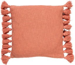 Dutch Decor RUBY - Kussenhoes 45x45 cm - 100% katoen - met flosjes - Lobster Bisque - roze - met rits - zonder binnenkussen