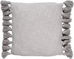 Dutch Decor RUBY - Kussenhoes 45x45 cm - 100% katoen - met flosjes - Micro Chip - lichtgrijs - met rits - zonder binnenkussen