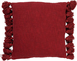 Dutch Decor RUBY - Kussenhoes 45x45 cm - 100% katoen - met flosjes - Merlot - rood - met rits - zonder binnenkussen