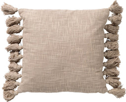 Dutch Decor RUBY - Kussenhoes 45x45 cm - 100% katoen - met flosjes - Pumice Stone - beige - met rits - zonder binnenkussen