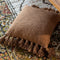 Dutch Decor RUBY - Kussenhoes 45x45 cm - 100% katoen - met flosjes - Tobacco Brown - bruin - met rits - zonder binnenkussen