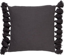 Dutch Decor RUBY - Sierkussen 45x45 cm - 100% katoen - met flosjes - Charcoal Gray - antraciet - Inclusief binnenkussen