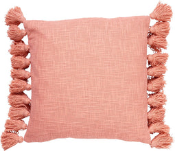 Dutch Decor RUBY - Sierkussen 45x45 cm - 100% katoen - met flosjes - Muted Clay - roze - Inclusief binnenkussen