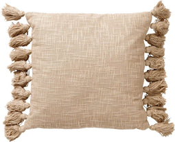 Dutch Decor RUBY - Sierkussen 45x45 cm - 100% katoen - met flosjes - Pumice Stone - beige - Inclusief binnenkussen