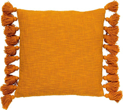 Dutch Decor RUBY - Sierkussen 45x45 cm - 100% katoen - met flosjes - Golden Glow - geel - Inclusief binnenkussen