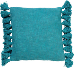Dutch Decor RUBY - Sierkussen 45x45 cm - 100% katoen - met flosjes - Aquarelle - blauw - Inclusief binnenkussen
