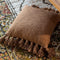 Dutch Decor RUBY - Sierkussen 45x45 cm - 100% katoen - met flosjes - Tobacco Brown - bruin - Inclusief binnenkussen