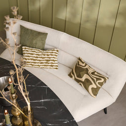 Dutch Decor Sierkussen Roxy - Katoen/Polyester - Groen - 30x50 cm - Swirly applicatie - Kleur Military Olive