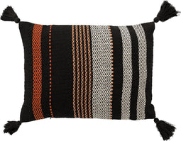 Dutch Decor TAMAR - Sierkussen katoen 40x60 cm - Raven - zwart - kussentje met flosjes - Inclusief binnenkussen