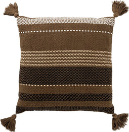 Dutch Decor TAMAR - Sierkussen katoen 45x45 cm - Military Olive - groen - kussentje met flosjes - Inclusief binnenkussen