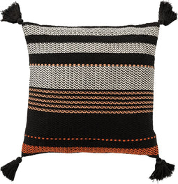 Dutch Decor TAMAR - Sierkussen katoen 45x45 cm - Raven - zwart - kussentje met flosjes - Inclusief binnenkussen