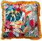 Dutch Decor TROPICANA - Sierkussen velvet 45x45 cm - Golden Glow - geel - bloemenpatroon - franjes - Inclusief binnenkussen