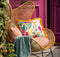 Dutch Decor TROPICANA - Sierkussen velvet 45x45 cm - Golden Glow - geel - bloemenpatroon - franjes - Inclusief binnenkussen