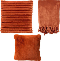 Dutch Decor VOORDEELSET - MODERN AESTHETICS - Hazel & Zaya & Florijn - Potters Clay - Oranje | Set van 3 stuks - Inclusief binnenkussen