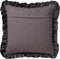 Dutch Decor YARA - Kussenhoes 45x45 cm - 100% katoen - velvet - met ruches - Charcoal Gray - antraciet - met rits - zonder binnenkussen