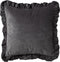 Dutch Decor YARA - Sierkussen katoen 45x45 cm - velvet - Charcoal Gray - antraciet - ruches rondom - Inclusief binnenkussen
