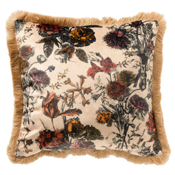 Dutch Decor - YASMIN - Kussenhoes velvet 45x45 cm Semolina - beige - franjes