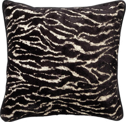 Dutch Decor ZABRINA - Kussenhoes 45x45 cm - velvet - Raven - zwart - met zebra strepen - met rits
