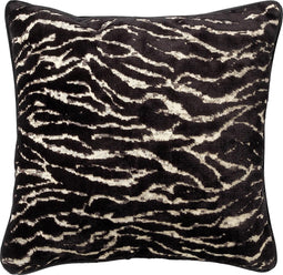 Dutch Decor ZABRINA - Sierkussen 45x45 cm - velvet - Raven - zwart - met zebra strepen - Inclusief binnenkussen