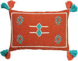 Dutch Decor ZINA - Sierkussen katoen 40x60 cm - Lobster Bisque - roze - Kussen met flosjes - Inclusief binnenkussen