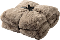 Dutch Decor - ZINZI - Plaid 140x180 cm - bontlook - effen kleur - Driftwood - taupe