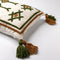 Dutch Decor ZITA - Kussenhoes katoen 40x60 cm - Chive - groen / wit / bruin - met flosjes - met rits - zonder binnenkussen