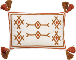 Dutch Decor ZITA - Sierkussen katoen 40x60 cm - Snow White - wit / bruin / terra - kussen met flosjes - Inclusief binnenkussen