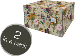 Dutch Design Brand - Dutch Design Storage Box Medium - Opbergdoos - Opbergbox - Bewaardoos - Bloemen, Kolibrie, Vlinders - Botanical
