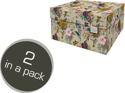 Dutch Design Brand - Dutch Design Storage Box Small - Opbergdoos - Opbergbox - Bewaardoos - Bloemen, Kolibrie, Vlinders - Botanical