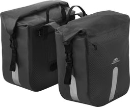 Dutch Mountains Dubbele Fietstas 46 Ltr - 100% Waterdichte Fietstas - Rolltop sluiting - Reflectoren - Zwart