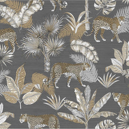 DUTCH - WALLCOVERINGS - Behang - Leopard - grijs - en - beige