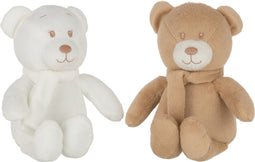 J-Line pluche Beer - polyester - wit/beige - 2 stuks