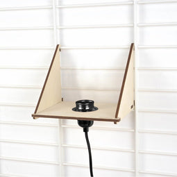 Duurzaam wandrek FENCY - plank en lamp (19x18 cm) Zwart / geen