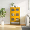 vidaXL - Hoge - kast - 68x39x123 - cm - staal - mosterdgeel