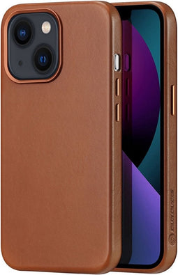 Dux Ducis Geschikt voor iPhone 13 Leren - Backcover hoesje - Cognac